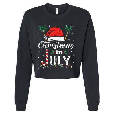 Christmas In July Santa Hat Funny Xmas Cropped Pullover Crew