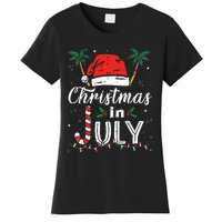 Christmas In July Santa Hat Funny Xmas Women's T-Shirt