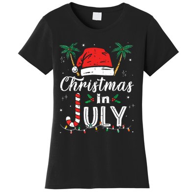 Christmas In July Santa Hat Funny Xmas Women's T-Shirt