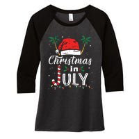 Christmas In July Santa Hat Funny Xmas Women's Tri-Blend 3/4-Sleeve Raglan Shirt