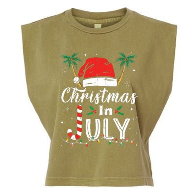 Christmas In July Santa Hat Funny Xmas Garment-Dyed Women's Muscle Tee