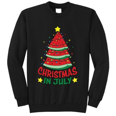 Christmas In July Watermelon Xmas Tree Summer Sweatshirt