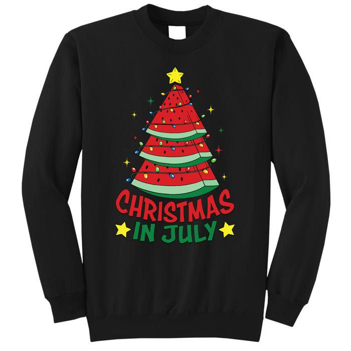 Christmas In July Watermelon Xmas Tree Summer Sweatshirt