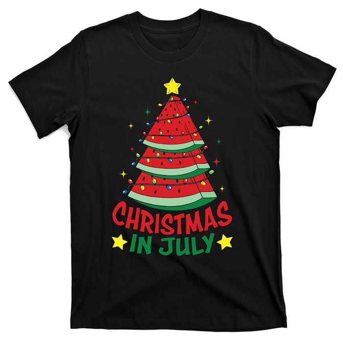 Christmas In July Watermelon Xmas Tree Summer T-Shirt