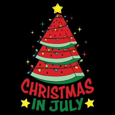 Christmas In July Watermelon Xmas Tree Summer T-Shirt