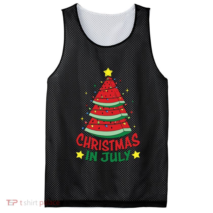 Christmas In July Watermelon Xmas Tree Summer Mesh Reversible Basketball Jersey Tank