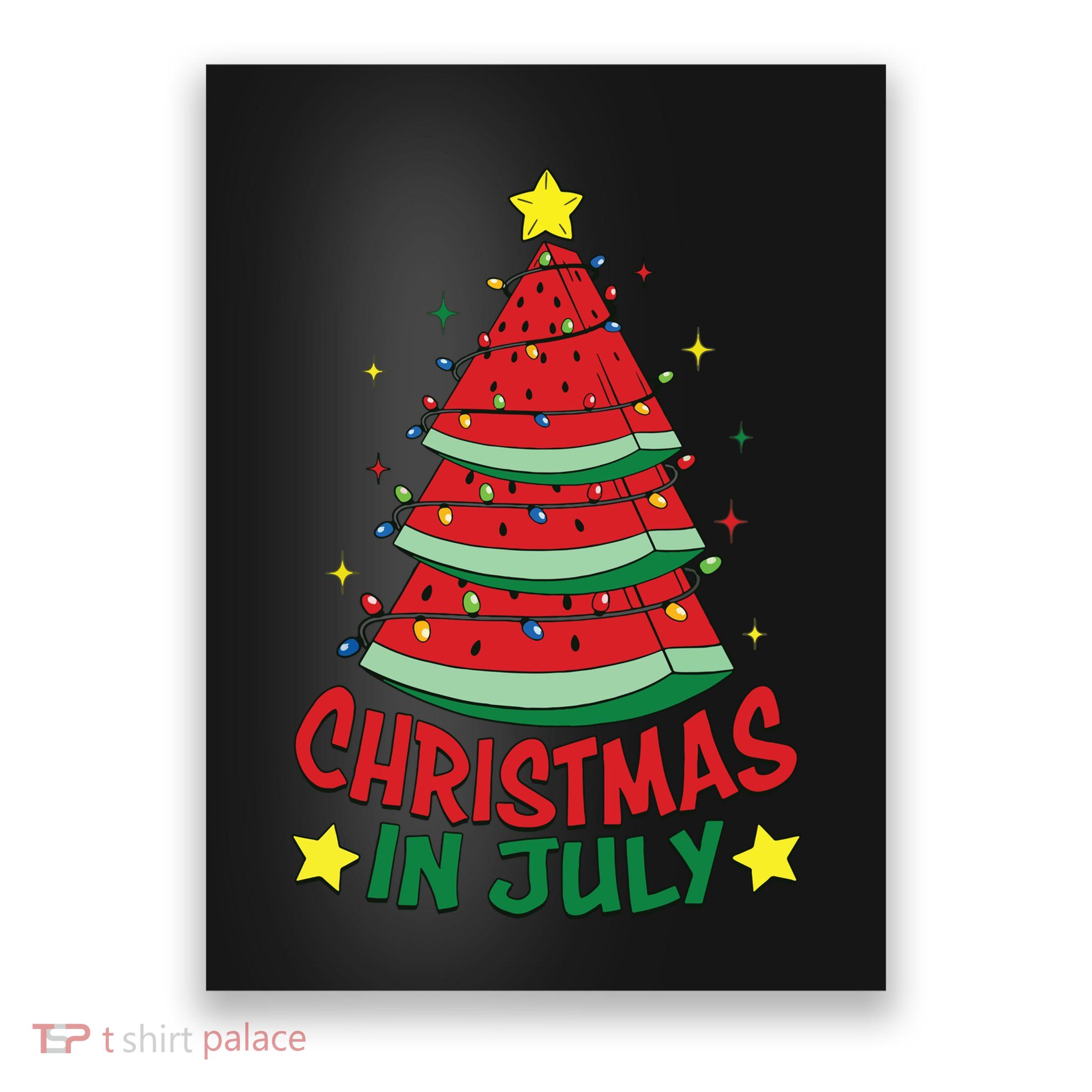 Christmas In July Watermelon Xmas Tree Summer Poster