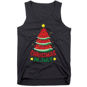 Christmas In July Watermelon Xmas Tree Summer Tank Top