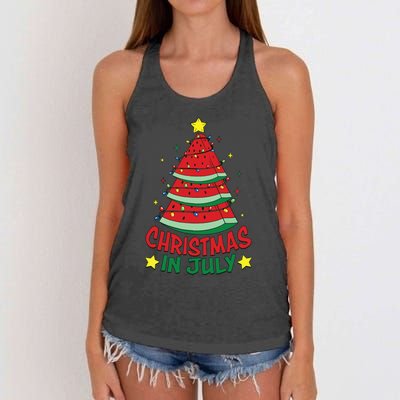 Christmas In July Watermelon Xmas Tree Summer Women's Knotted Racerback Tank