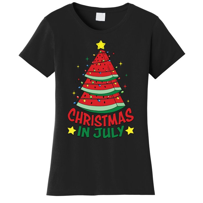 Christmas In July Watermelon Xmas Tree Summer Women's T-Shirt