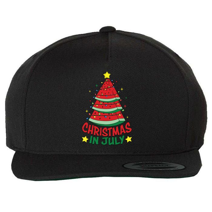 Christmas In July Watermelon Xmas Tree Summer Wool Snapback Cap