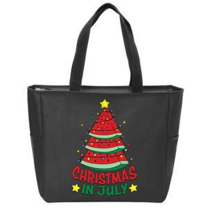 Christmas In July Watermelon Xmas Tree Summer Zip Tote Bag