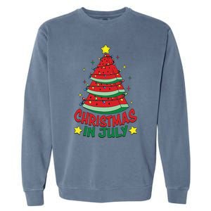 Christmas In July Watermelon Xmas Tree Summer Garment-Dyed Sweatshirt