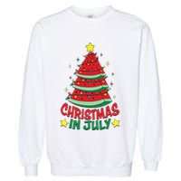 Christmas In July Watermelon Xmas Tree Summer Garment-Dyed Sweatshirt
