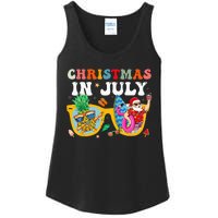 Christmas In July Santa Sunglasses Summer Beach Funny Xmas Ladies Essential Tank