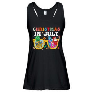 Christmas In July Santa Sunglasses Summer Beach Funny Xmas Ladies Essential Flowy Tank