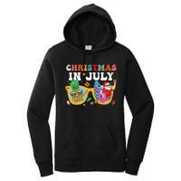 Christmas In July Santa Sunglasses Summer Beach Funny Xmas Women's Pullover Hoodie