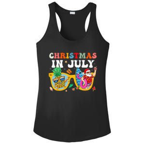 Christmas In July Santa Sunglasses Summer Beach Funny Xmas Ladies PosiCharge Competitor Racerback Tank