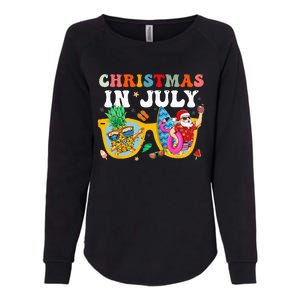 Christmas In July Santa Sunglasses Summer Beach Funny Xmas Womens California Wash Sweatshirt