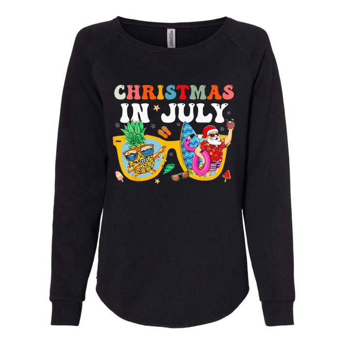 Christmas In July Santa Sunglasses Summer Beach Funny Xmas Womens California Wash Sweatshirt