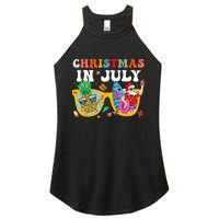 Christmas In July Santa Sunglasses Summer Beach Funny Xmas Women's Perfect Tri Rocker Tank