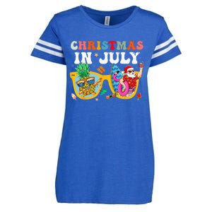 Christmas In July Santa Sunglasses Summer Beach Funny Xmas Enza Ladies Jersey Football T-Shirt