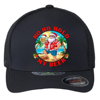 Christmas In July Summer Santa Sunglasses Ho Ho Hold My Beer Flexfit Unipanel Trucker Cap