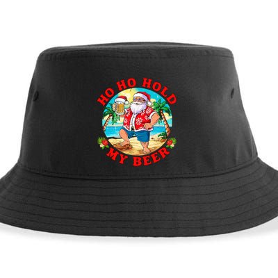 Christmas In July Summer Santa Sunglasses Ho Ho Hold My Beer Sustainable Bucket Hat