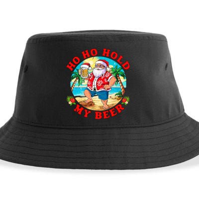 Christmas In July Summer Santa Sunglasses Ho Ho Hold My Beer Sustainable Bucket Hat