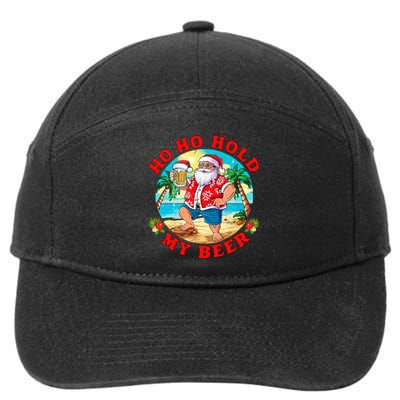 Christmas In July Summer Santa Sunglasses Ho Ho Hold My Beer 7-Panel Snapback Hat