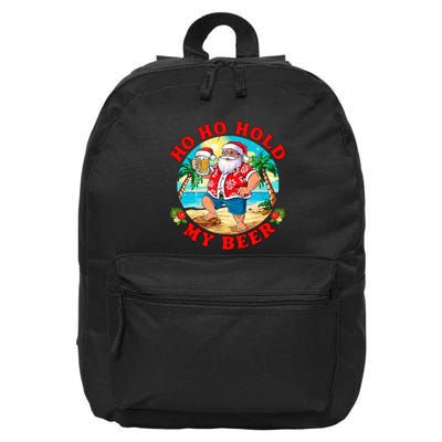 Christmas In July Summer Santa Sunglasses Ho Ho Hold My Beer 16 in Basic Backpack