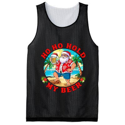 Christmas In July Summer Santa Sunglasses Ho Ho Hold My Beer Mesh Reversible Basketball Jersey Tank