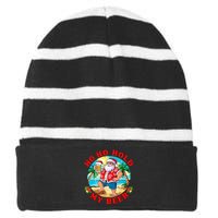 Christmas In July Summer Santa Sunglasses Ho Ho Hold My Beer Striped Beanie with Solid Band