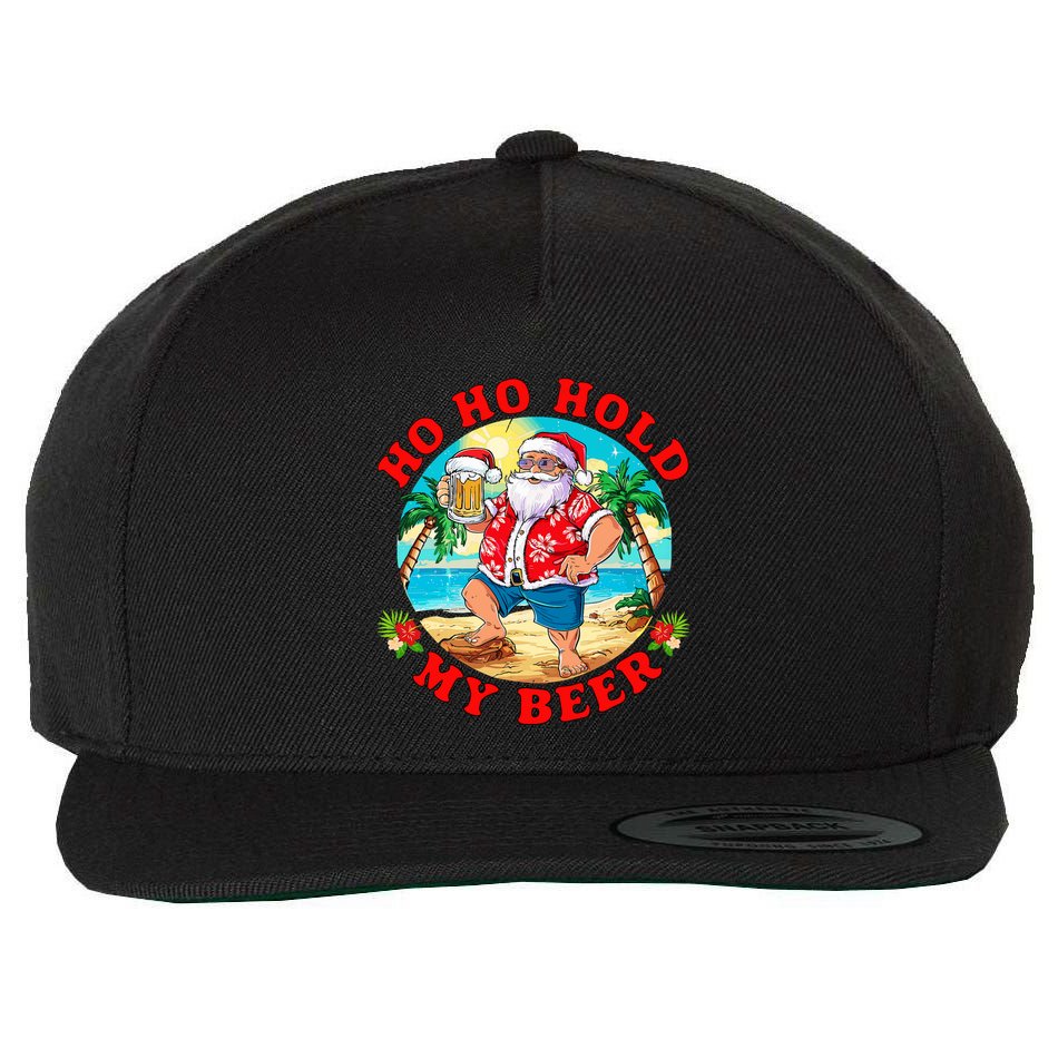 Christmas In July Summer Santa Sunglasses Ho Ho Hold My Beer Wool Snapback Cap