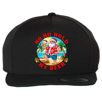 Christmas In July Summer Santa Sunglasses Ho Ho Hold My Beer Wool Snapback Cap