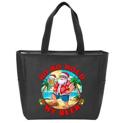 Christmas In July Summer Santa Sunglasses Ho Ho Hold My Beer Zip Tote Bag