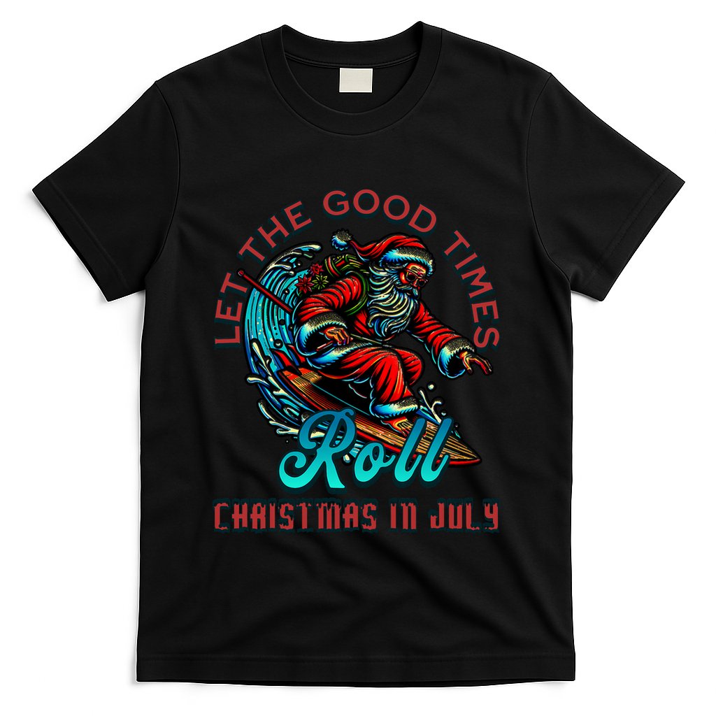 Christmas In July Surfing Santa Claus Beach Xmas Surf T-Shirt