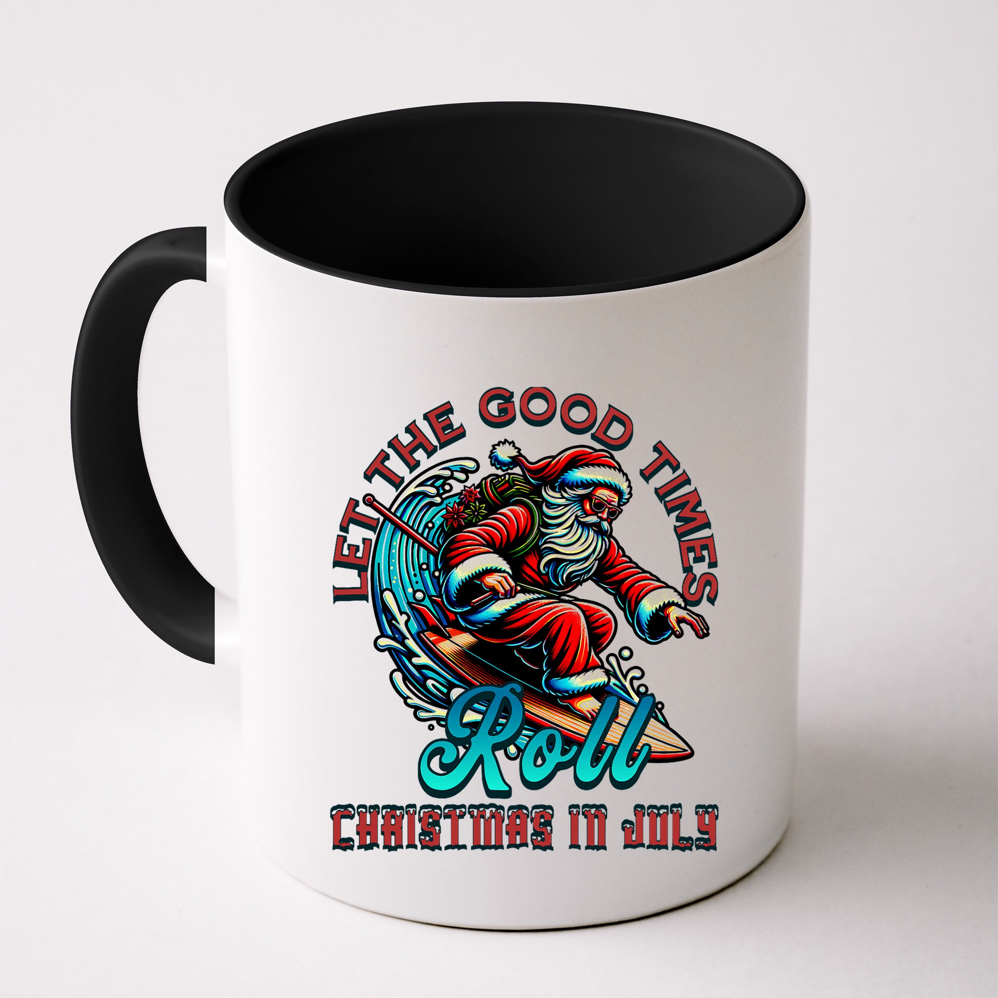 Christmas In July Surfing Santa Claus Beach Xmas Surf Mug