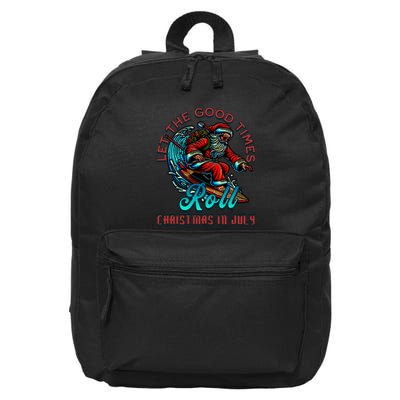 Christmas In July Surfing Santa Claus Beach Xmas Surf 16 in Basic Backpack