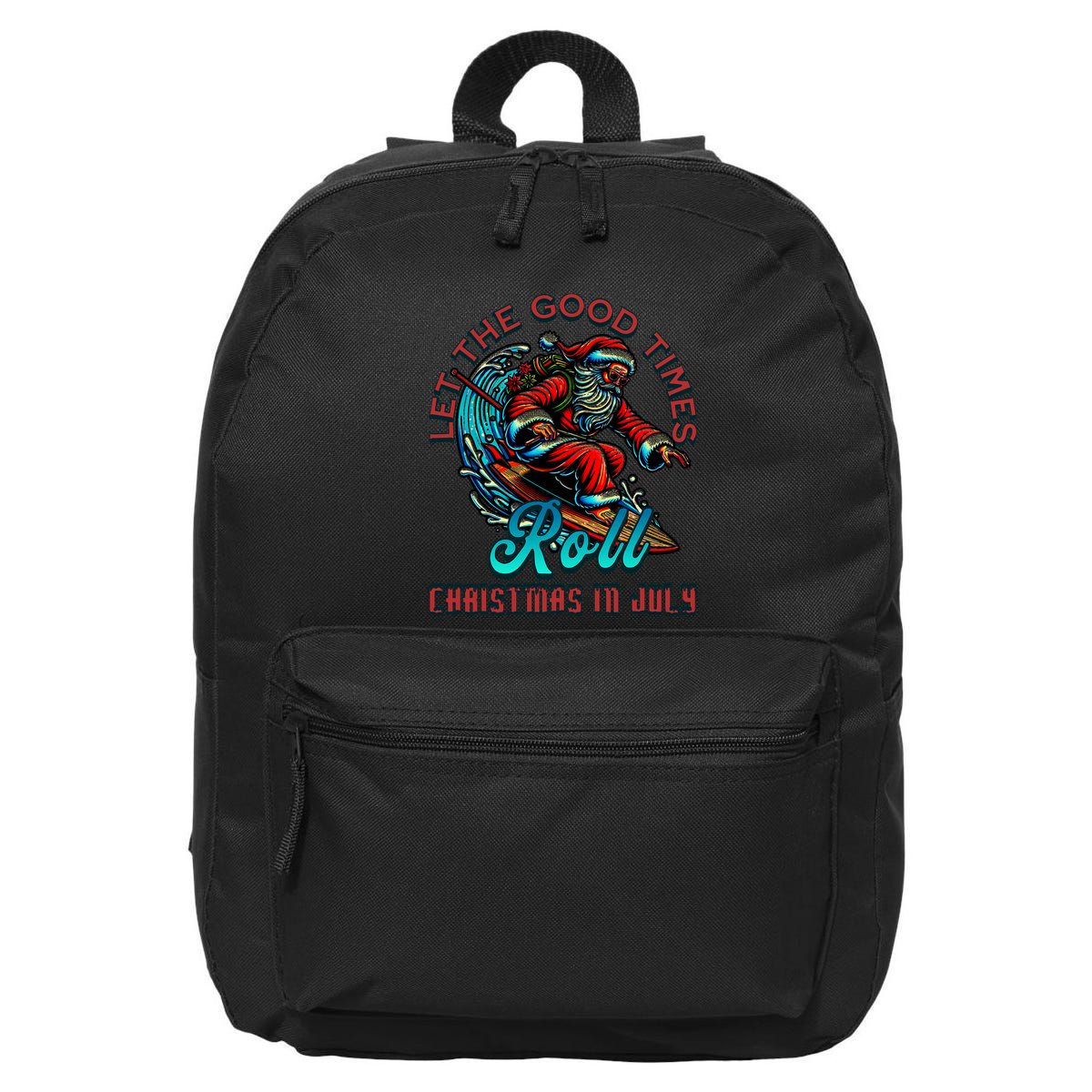 Christmas In July Surfing Santa Claus Beach Xmas Surf 16 in Basic Backpack