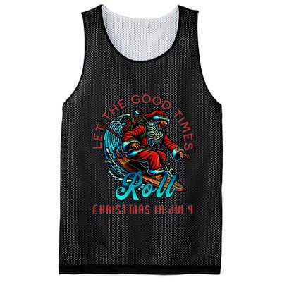 Christmas In July Surfing Santa Claus Beach Xmas Surf Mesh Reversible Basketball Jersey Tank