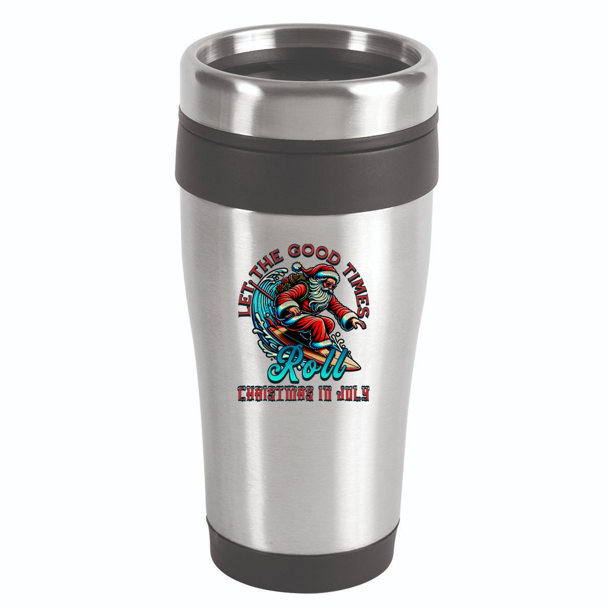 Christmas In July Surfing Santa Claus Beach Xmas Surf 16oz Travel Tumbler