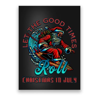 Christmas In July Surfing Santa Claus Beach Xmas Surf Poster