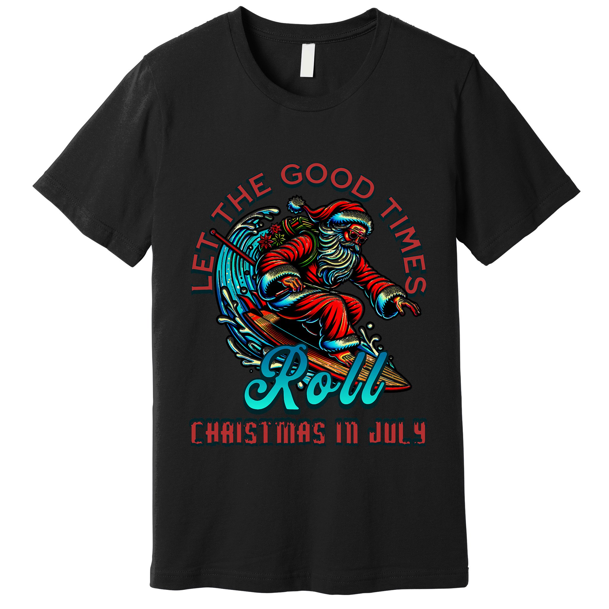 Christmas In July Surfing Santa Claus Beach Xmas Surf Premium T-Shirt