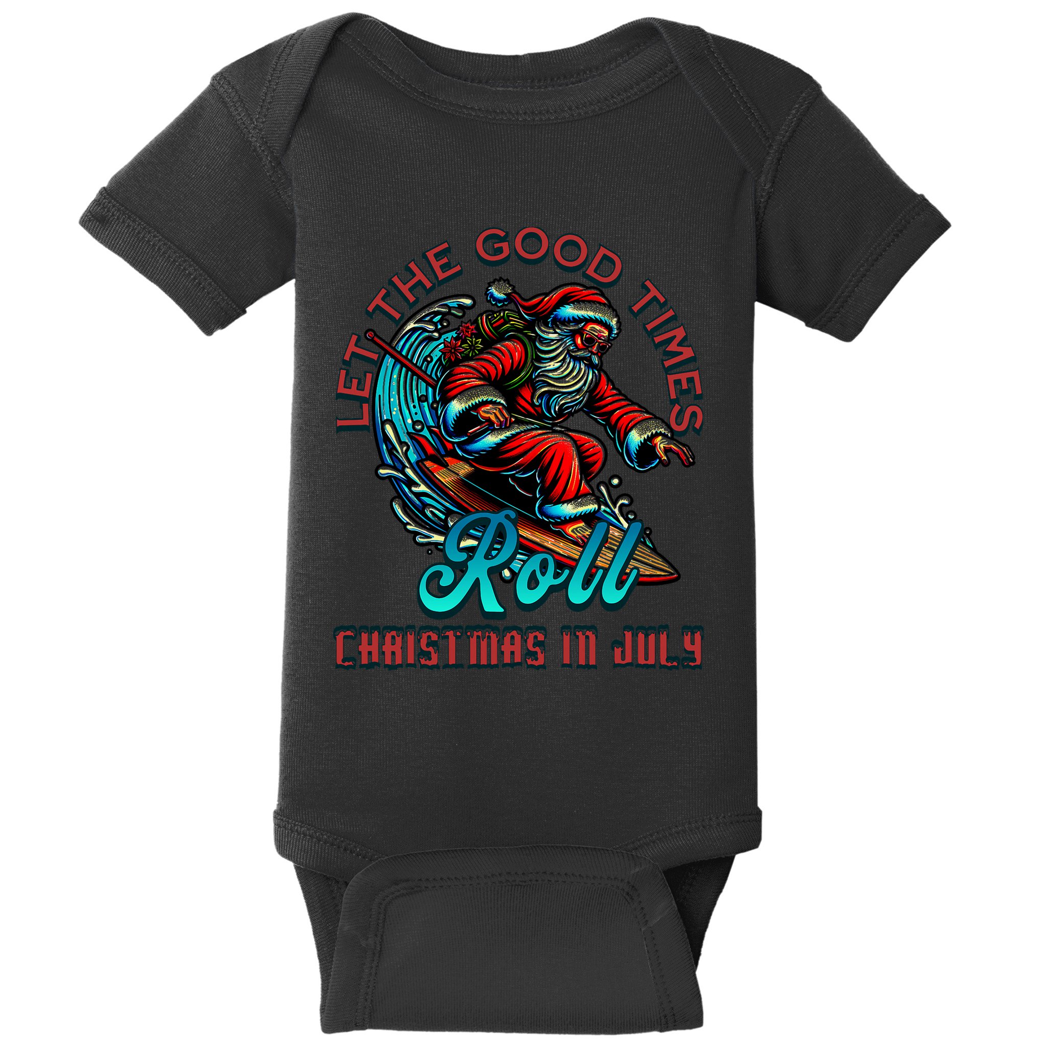 Christmas In July Surfing Santa Claus Beach Xmas Surf Baby Bodysuit