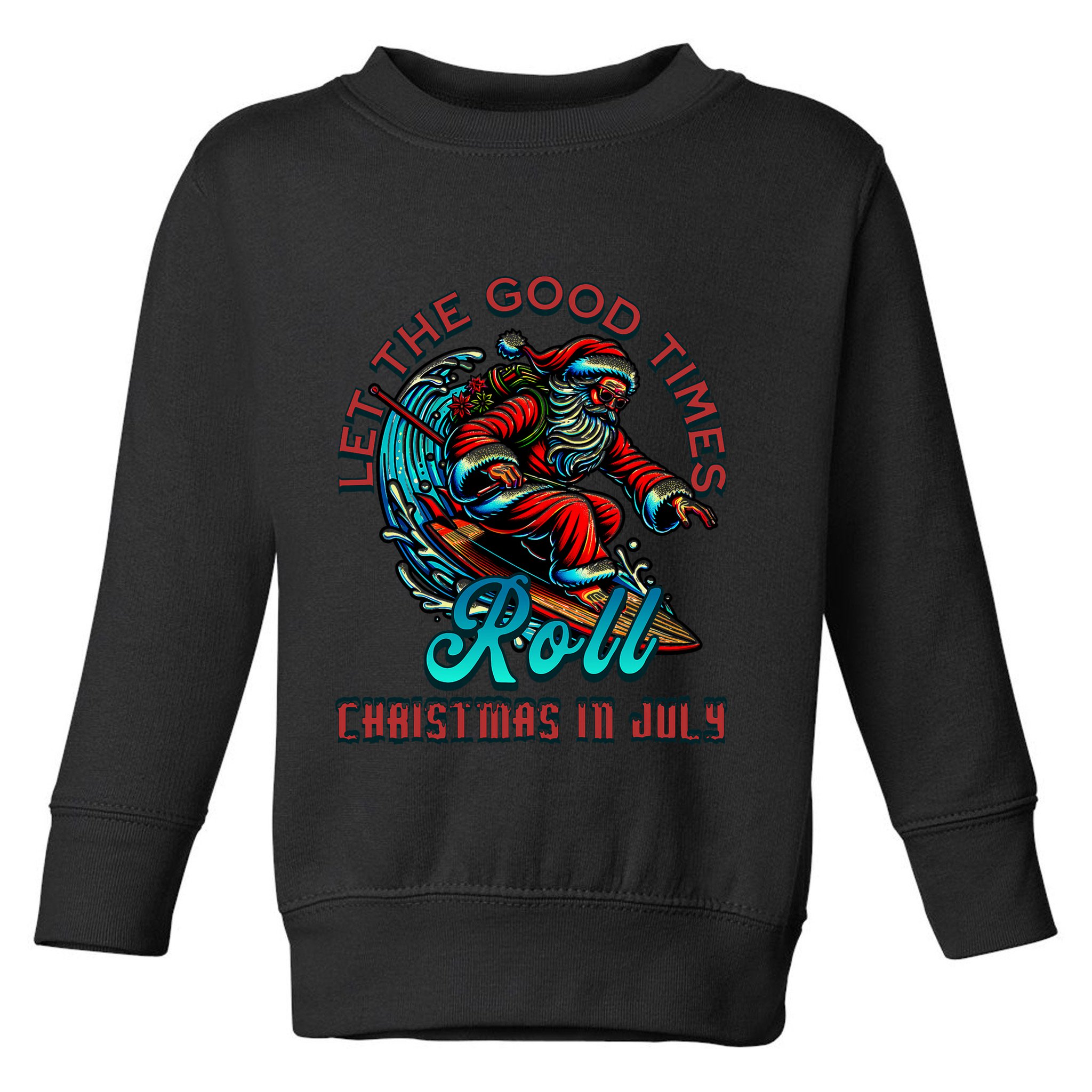 Christmas In July Surfing Santa Claus Beach Xmas Surf Toddler Sweatshirt