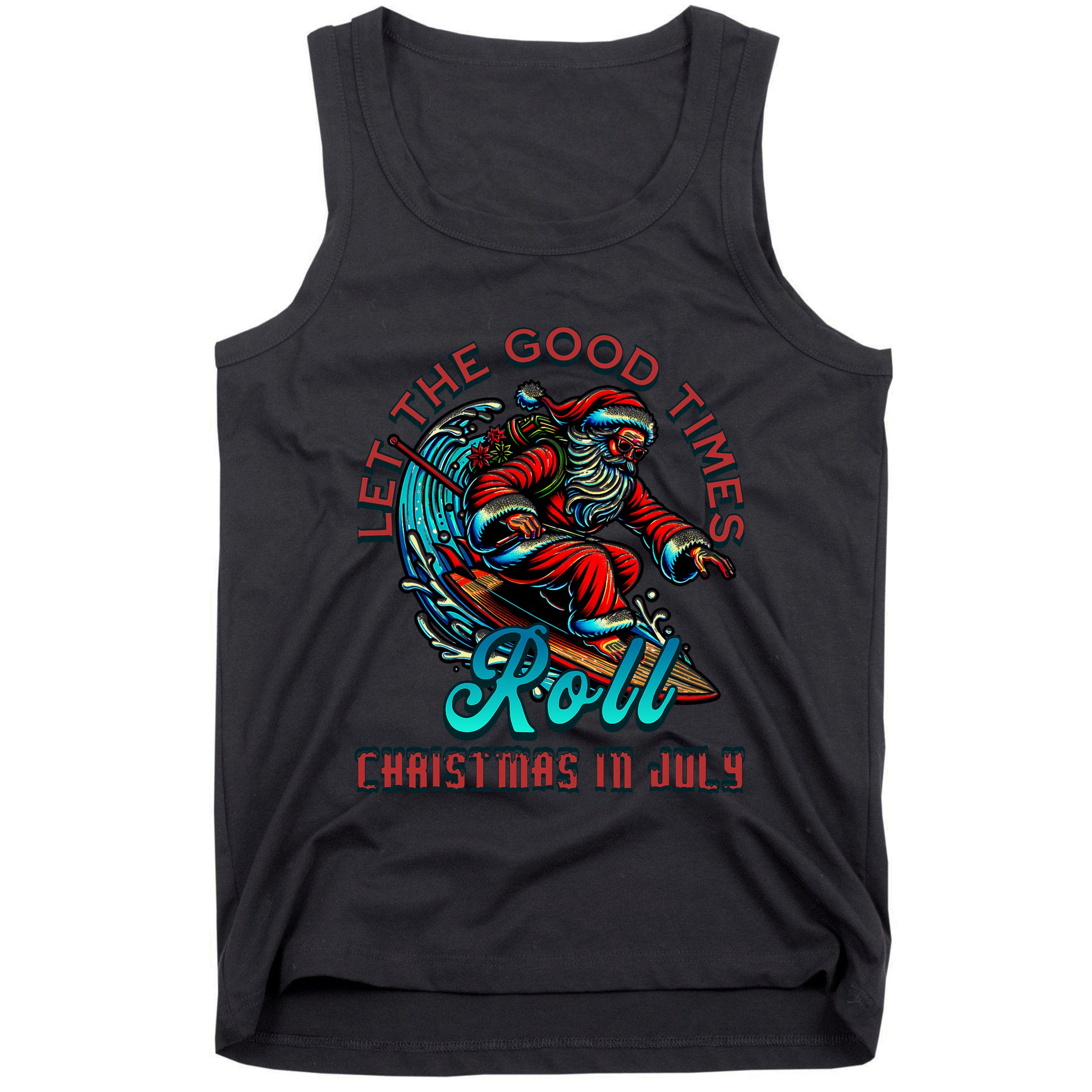 Christmas In July Surfing Santa Claus Beach Xmas Surf Tank Top