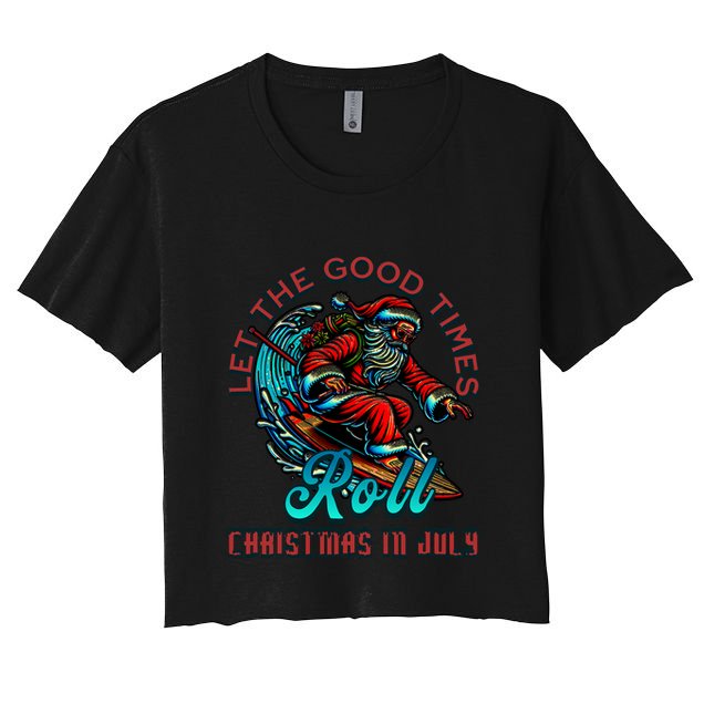 Christmas In July Surfing Santa Claus Beach Xmas Surf Crop Top