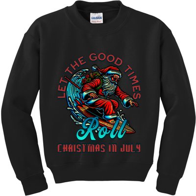 Christmas In July Surfing Santa Claus Beach Xmas Surf Kids Sweatshirt