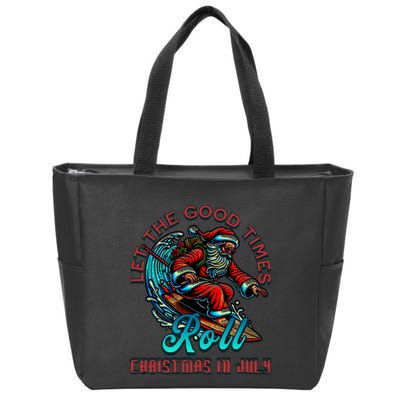 Christmas In July Surfing Santa Claus Beach Xmas Surf Zip Tote Bag